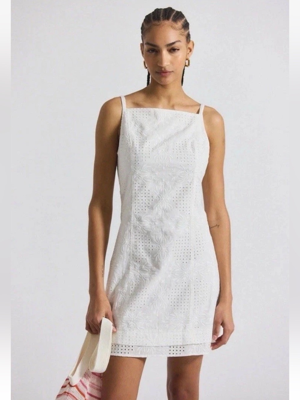 Derek Lam 10 Crosby Saige Garden Tile Eyelet Mini Dress White NWT $450